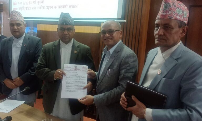 राष्ट्रिय पर्यटन परिषदको बैठकमा ७ बुंदे ध्यानाकर्षण पत्र मधेश मन्त्री बसंतद्वारा प्रस्तुत